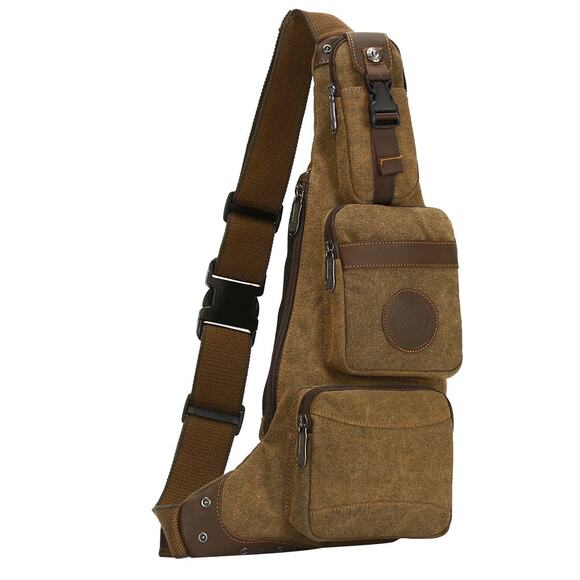 Leathario Other - Men’s Vintage Style Canvas Crossbody Sling Bag – Travel Chest Daypack
